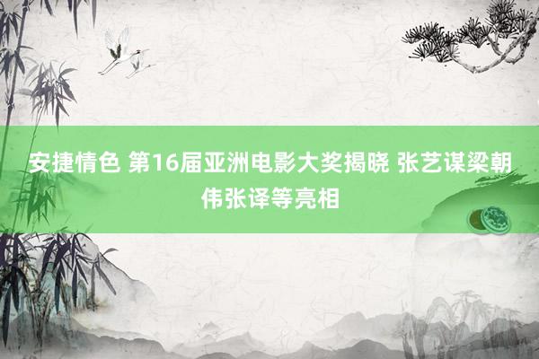 安捷情色 第16届亚洲电影大奖揭晓 张艺谋梁朝伟张译等亮相