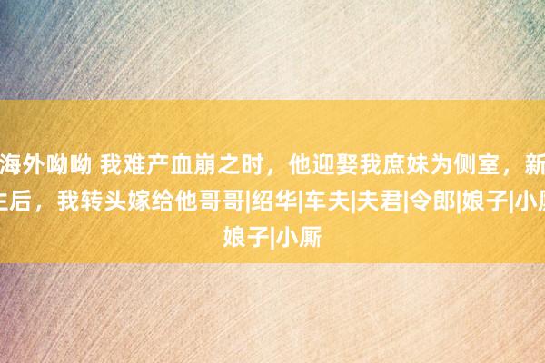 海外呦呦 我难产血崩之时，他迎娶我庶妹为侧室，新生后，我转头嫁给他哥哥|绍华|车夫|夫君|令郎|娘子|小厮