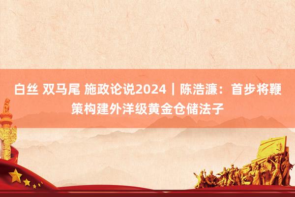 白丝 双马尾 施政论说2024｜陈浩濂：首步将鞭策构建外洋级黄金仓储法子