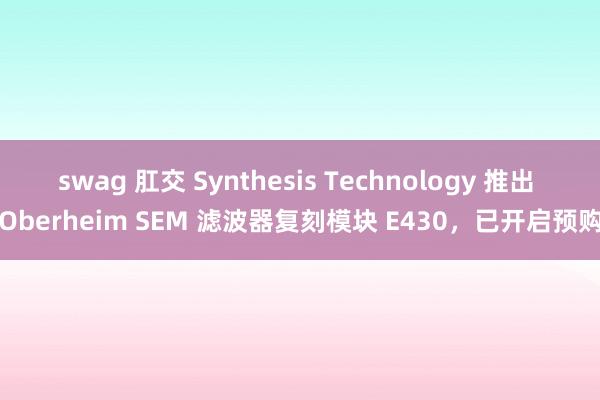 swag 肛交 Synthesis Technology 推出 Oberheim SEM 滤波器复刻模块 E430，已开启预购